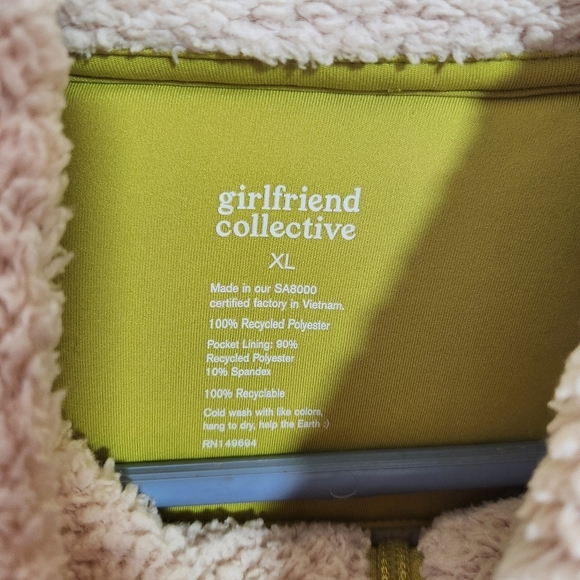 Girlfriend Collective Half Zip Fleece Sweatshirt Size XL Cream yellow - Picture 3 of 16